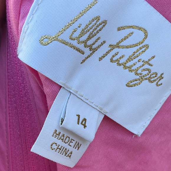 Take 50% OFF-Lilly Pulitzer Sleeveless Pink Shift Dress with White Crochet Sz-14 - Picture 10 of 10